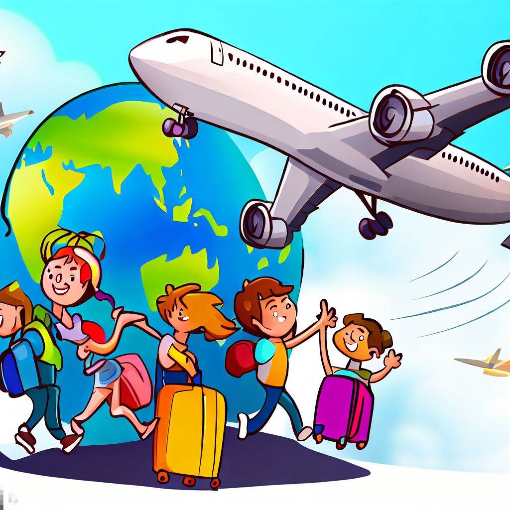 Cheap international flights cartoon image